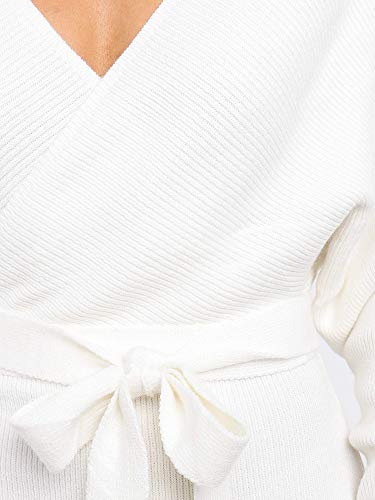 Image of Chang Yun Women's Long Maxi Sweater Dresses Sexy Wrap Batwing V Neck Slit Open Back Holiday Bodycon Dress with Belt