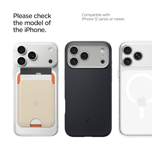 Image of Caseology by Spigen for MagSafe Wallet, Holds 2 Cards, NanoPop MagFit | For iPhone 17 /16 /15 /14 /13 /12, Pixel 10 Series, Magnetic Cases, Pixelsnap & More - Orange Beige