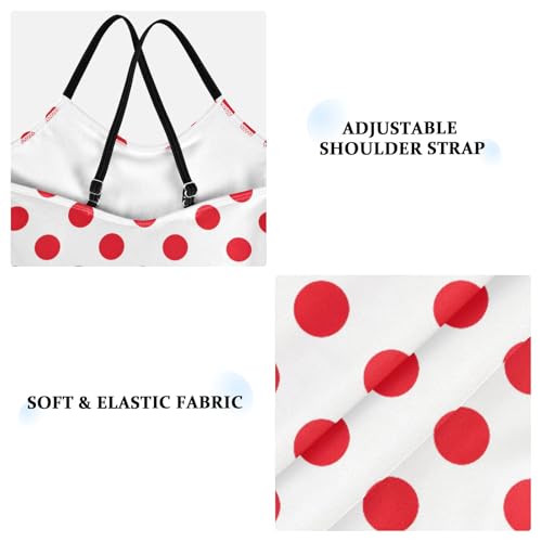 senya Girls Swimsuits One-Piece Swimwear Tie Bathing Suit Beach Summer Round Neck 9-10T White Background Red Polka Dots Pattern3