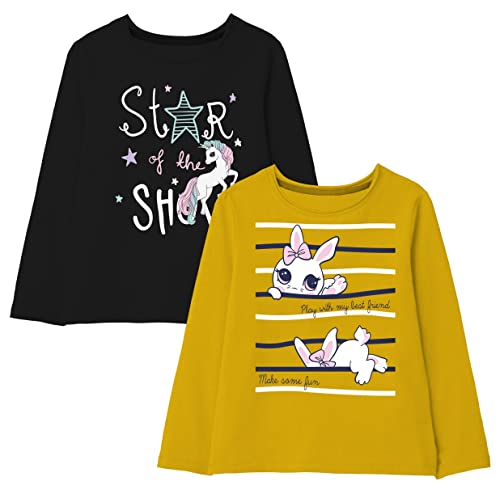 Image of minicult Cotton Printed Full Sleeve T Shirts for Girls(Pack of 2)(Pink 1)