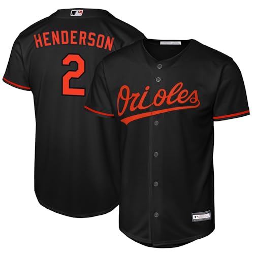 Gunnar Henderson Baltimore Orioles MLB Kids Youth 8-20 Black Alternate Player Jersey (US Numeric 10 12 Regular Gunnar Henderson Baltimore Orioles Black)