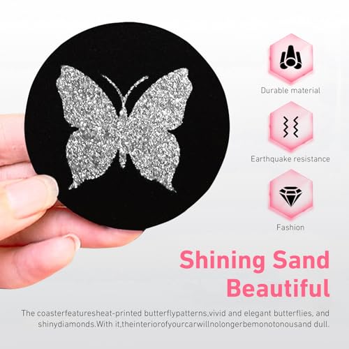 Set 2 posavasos mariposa para carro blanco y negro miniatura 4