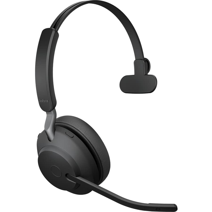 Image of Jabra Evolve2 65 Bluetooth Wireless Headset with Mic for Calls and Music, Single-Ear Headphones with USB-A Adapter, Up to 37 Hours Battery, Works with Online Meeting Apps, Black