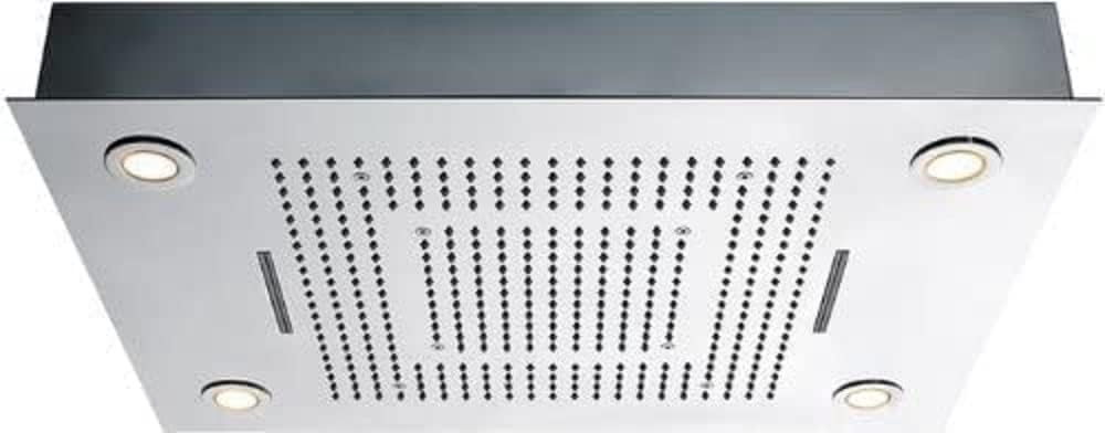 Cascada Classic Design 31 Inch (600mmx800mm) Large Rain Shower Set with Waterfall LED Rectangle recessed ceiling-mount 4 Function shower head (Matt Black)