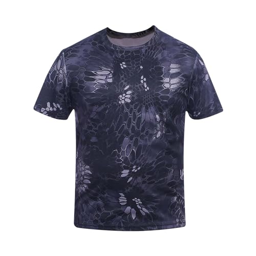 Mens Camo Fishing Shirts UPF 50+ UV Protection Sun Shirt Lightweight Quick Dry Short Sleeve Rash Guard Swim T-Shirt
