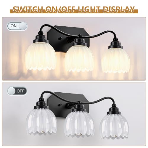Image of Vintage 3 Light Vanity Lights,Black Matte Antique Finish