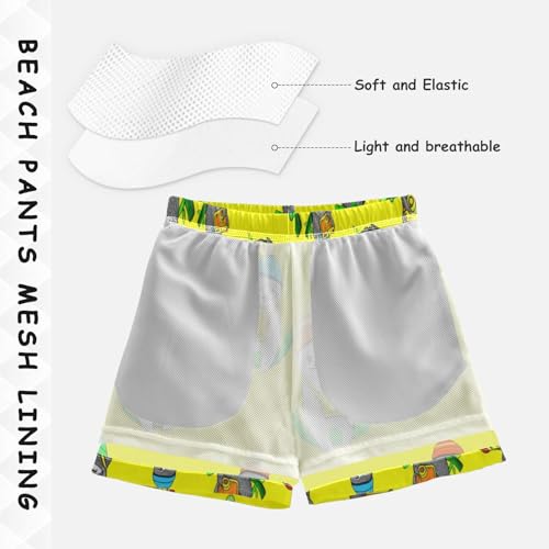 Kids Swimming Trunks, Baby Swim Shorts 2t, Cute Sloths Yellow4