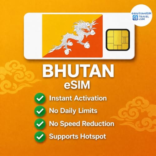 eSIM Bhoutan 10Go pour partager votre voyage en haut débit pendant 30 jours complets
