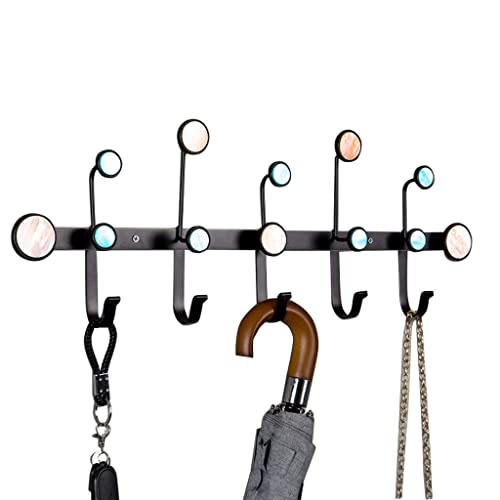 RIAMTGCX Rack de Abrigo montado en la Pared Creativa, Botas de Clavos de Puntos metálicos Modernos con 5 Ganchos, Ideal for Sala de Estar, Dormitorio, Entrada (Color : Negro) Cover