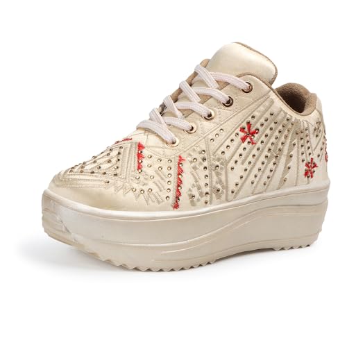 Image of Vendoz Women Wedding Party Golden Sneakers
