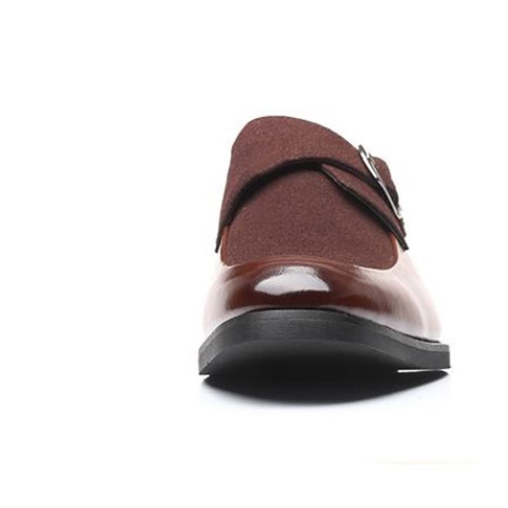 MCMUS Zapatos Formales de Vestir for Hombres Slip On Monk Strap Square Toe Cuero sintético Resistente Antideslizante Tacón de Bloque Casual Adecuado para Muchas Ocasiones