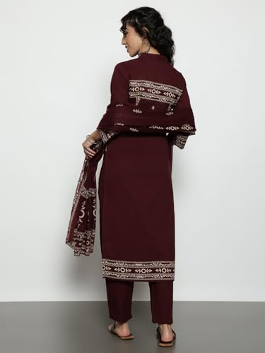 Image of Vbuyz Women'S Cotton Floral Print Straight Stitched Kurta Pant With Dupatta
