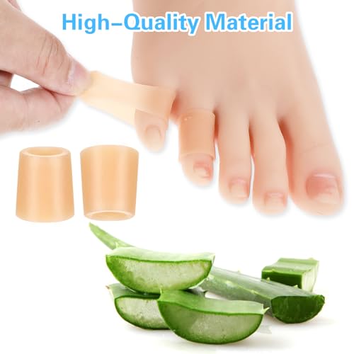 Image of Gjinxi Silicone Toe Sleeves, 24 Pcs Soft Gel Protector Toe Cushions Cuttable Pinky Toe Sleeves Protectors Corn Protectors Pain Relief Toe Tube Pads for Hammer (Skin Color)
