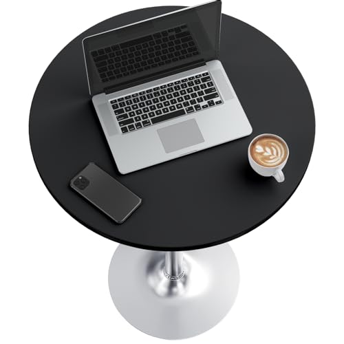 Image of Furmax Bistro Pub Table Round Bar Height Cocktail Table for Home Bar, Round Bar Tables for Party, Dining Room, Living Room and Wedding, Metal Base MDF Top, 40.6 Inch Height (2, Black-2)