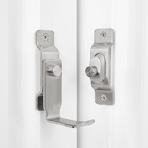 Iniret 2 Packs 90 Degree Flip Barn Door Lock,Protect Privacy-Security Gate Latch,Hook Lock Latch For Barn,Sliding Door Antique Lock Gate Latches Wine Cabinet Closet Door Latches. (Brushed Nickel) #TOP5
