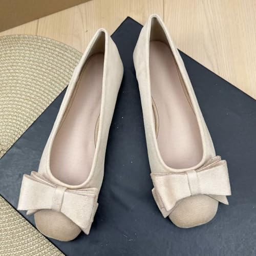 WENJIAZHIZHI Women's Bowknot Square Toe Ballet Flats Sparkly Bride Dress Flat Shoes Soft Walking Shoes Slip-Ons Loafers2
