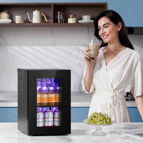 Antarctic Star 18L Beverage Refrigerator Cooler 24Can, Mini Fridge with Quiet Compressor, LED Light,Freestanding Small Fridge with Electronic Temperature Control for Home and Bar(40-61 ℉) on Fridge.com