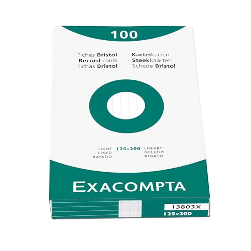 Fiches bristol lignées 125x200 Exacompta : écriture fluide sans transparence