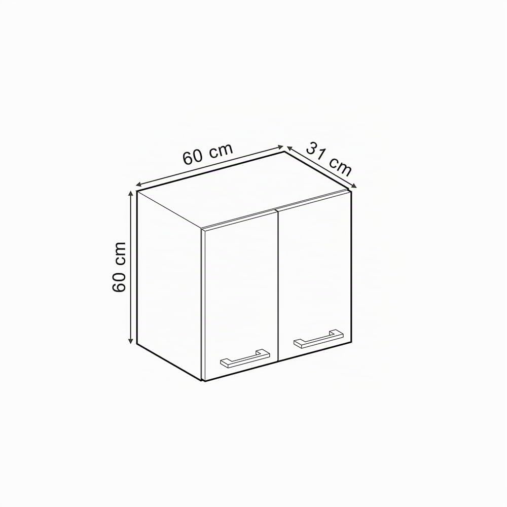 Vicco Armario Colgante R-Line, Rojo de Alto Brillo, 60 cm, para combinación Libre Dentro de Sistemas de Cocina modulares