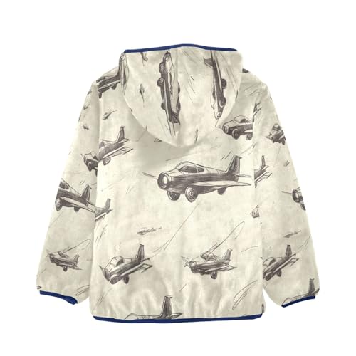 Airplane Sketches on Paper Toddler Fleece Jacket Girl Boys Hooded Fleece Jacket Coat Warm Outwear Zip-up 3-10T2