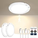 Gotopceed 2 Pack Rechargeable Motion Sensor Ceiling Light with Remote - Magnetic Wireless Ceiling Light Battery Powered for Closet Shower Stairs Shed Hallway ect