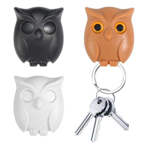 Schlüsselhaken Eule 3 Stück Schlüsselanhänger Eule Magnetischer Schlüsselhalter Schlüsselhaken Magnet Schlüsselhalter Owl Key Holder Schlüsselhalter für Zuhause Büro Zubehör Dekorations Geschenke