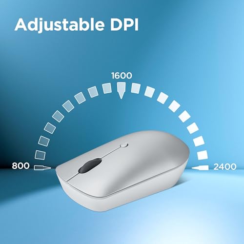 Image of Lenovo 540 USB-C Compact Wireless Mouse (2400 DPI Sensor, 2.4GHz Wireless Nano USB, 4-Button (left click, right click, scroll click, DPI)|Ambidextrous Design| 3 Year Warranty | Cloud Grey), GY51D20869