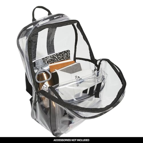 adidas 2 Backpack (26L) See-Through Transparent Bag for Festivals and Concerts, Clear/Black, One Size3