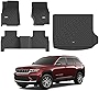 3W Floor Mats & Cargo Liner Compatible for 2022-2023 Jeep Grand Cherokee (Non L or WK) TPE All Weather Custom Fit Floor Liner for 1st 2nd Rows and Trunk Full Set Car Mats, Black