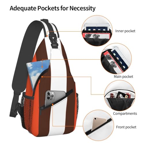 Bolso bandolera negro con rayas naranjas y blancas para hombre y mujer miniatura 4