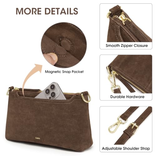 Image of Kattee Genuine Leather Crossbody Bag for Women, Small Purse Handbag