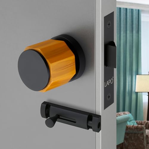 LAPO Superior Brass Bathroom Door Lock | Stylish Black Finish Handleset with Baby Latch for Balcony, Storeroom & Office Doors | Exclusive Design & Superior Durability | 3 Years Warranty Ro-158
