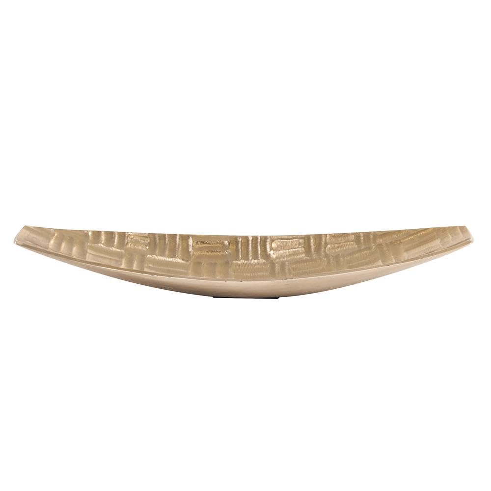 Howard Elliott Collections Textured Aluminum Elongated Gold Bowl- Small Aluminum Textured Gold