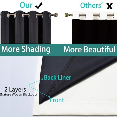 Image of Yakamok Cream Blackout Curtains 84 Inches Long for Bedroom 52 inch Wide 1 Panel | Blackout Curtain Panels for Bedroom, 2 Thick Layers Grommet Top Thermal Insulated Drapes with Black Liner for Living Room