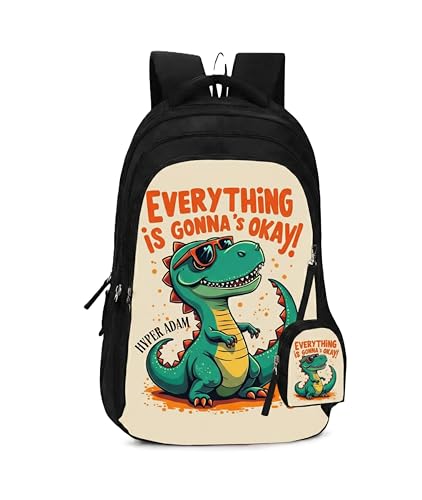 Hyper Adam 36Ltr School Backpack | Laptop Sleeve 3-Compartment Smart Organizer | 2 Bottle Pockets | Waterproof College/Casual/School Bag/Backpack For Boys & Girls (CROCODILO)