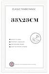 Minimalist Wide White 23x33cm Picture/Photo/Poster Frame Shatter-Proof Styrene Front Solid MDF Wood Ideal for Home, Office, Livingroom Vertical or Horizontal Display