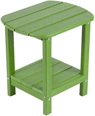 nalone Adirondack Side Table 16.5" Outdoor Side Table HDPE Plastic Double Adirondack End Table Small Table for Patio (Lime)