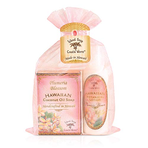 Island Soap & Candle Works, Soap and Lotion Organza Set, Plumeria