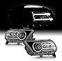 AKKON - Fits 2010 2011 2012 2013 2014 Ford Mustang Halogen Type LED Tube Projector Black Headlights Pair