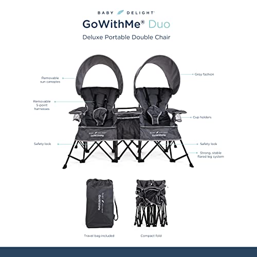 Baby Delight Go with Me Duo Deluxe Double Portable Chair and Venture Portable Chair Bundle | Indoor Outdoor Use