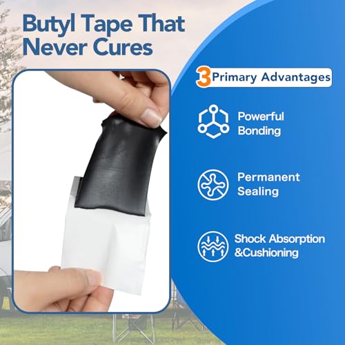 Wixeeua Double Sided Butyl Sealant Tape RV 2 Inch Wide, 98FT Length, Black by Wixeeua - Used condition - Image 4