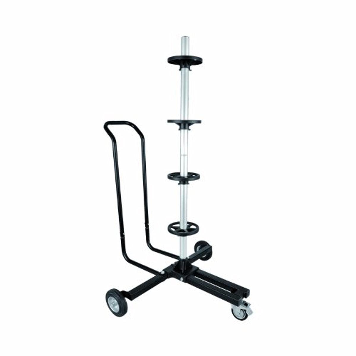 ProPlus Fahrbarer Felgenbaum für 4 Räder – Für Autoreifen bis 225 mm Breite – Rollen und Handgriff inklusive – Schwarz und Silber