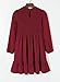 blibean Girl Fall Long Sleeve Dress Kid Fashion Boho Ruffle Neck Smocked Dresses Semi Formal Party Swing Dresses Solid Casual Trendy Dressy Clothes Dark Red Size 6-7 Six Seven Year Old