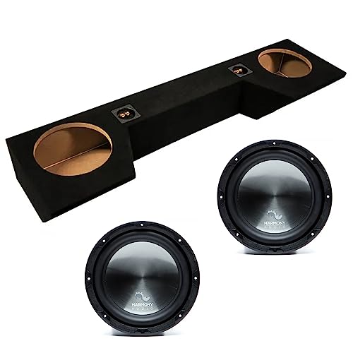 American Sound Connection Dual 10 inch Sub Box Compatible with Dodge Ram Quad Cab Truck 2019-UP Bundle with HA-R104 Subwoofer