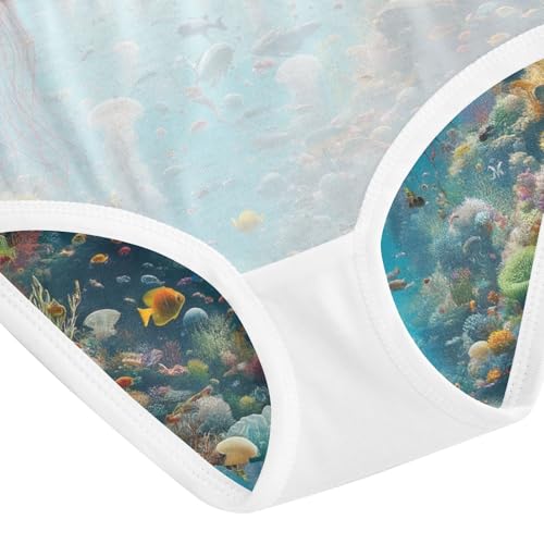 Toddler Panties, Ocean Life Jellyfish Girls' Cotton Brief Underwear, 2–8 Years4