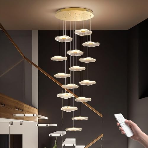 Lámpara techo LED regulable oro para villa con base de acero inoxidable