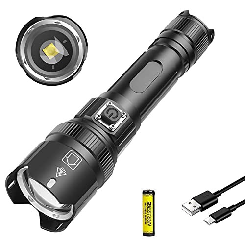 LUXJUMPER Linterna LED de 10000 lúmenes superbrillante XHP50 recargable con zoom potente linterna 5 modos de luz linternas tácticas impermeables con batería 18650 para camping Cover