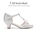 DREAM PAIRS Girls Sandals Ankle Strap T-Strap Low Heel Pearl Bow Flower Pump Dress Wedding Party Shoes for Little Kid/Big Kid,Size 4 Big Kid,Silver,KKUMHS2501