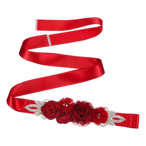 Ceinture de mariée bordeaux en satin pour robe de soirée et bal