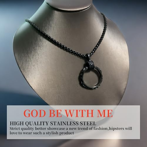 Cross Ring Pendant Necklace Stainless Steel Pendant Necklace for Men Best Friend Necklaces2